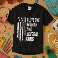 I Love One Woman And Several Guns Husband Gun Kids T-Shirt thumb 3