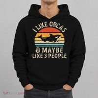 I Like Orcas And Maybe 3 People Orca Killer Whale Retro Hoodie thumb 0