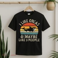 I Like Orcas And Maybe 3 People Orca Killer Whale Retro T-Shirt thumb 2