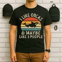 I Like Orcas And Maybe 3 People Orca Killer Whale Retro T-Shirt thumb 6