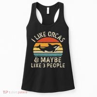 I Like Orcas And Maybe 3 People Orca Killer Whale Retro Women's Tank Top thumb 0