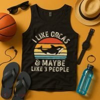 I Like Orcas And Maybe 3 People Orca Killer Whale Retro Tank Top thumb 4