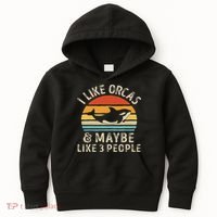 I Like Orcas And Maybe 3 People Orca Killer Whale Retro Kids Hoodie thumb 0