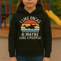 I Like Orcas And Maybe 3 People Orca Killer Whale Retro Kids Hoodie thumb 3