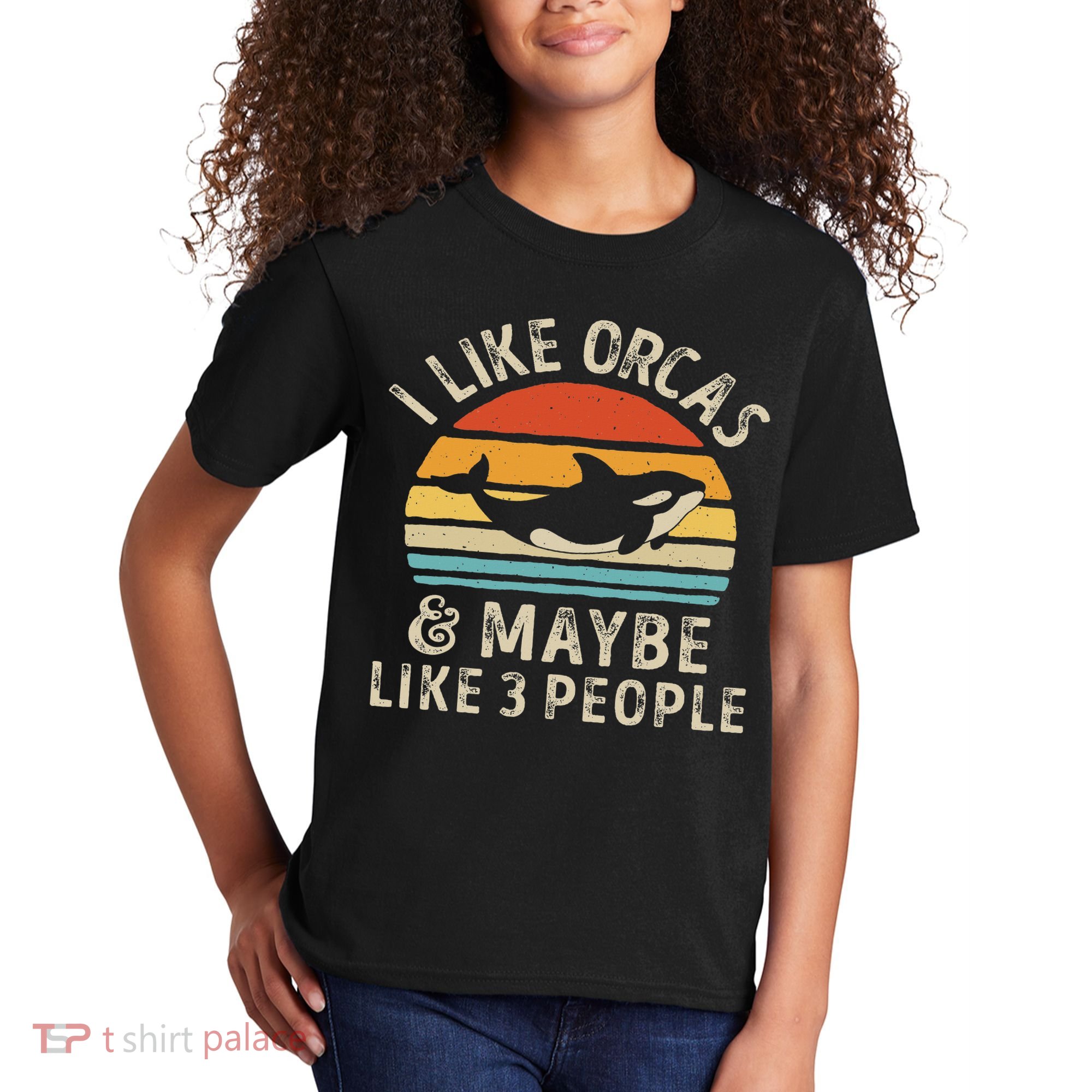 I Like Orcas And Maybe 3 People Orca Killer Whale Retro Kids T-Shirt