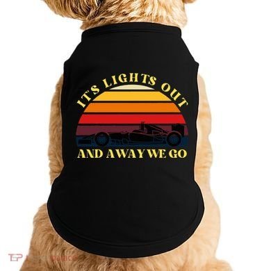 Its Lights Out And Away We Go Retro Sunset Formula Racing Doggie Tank