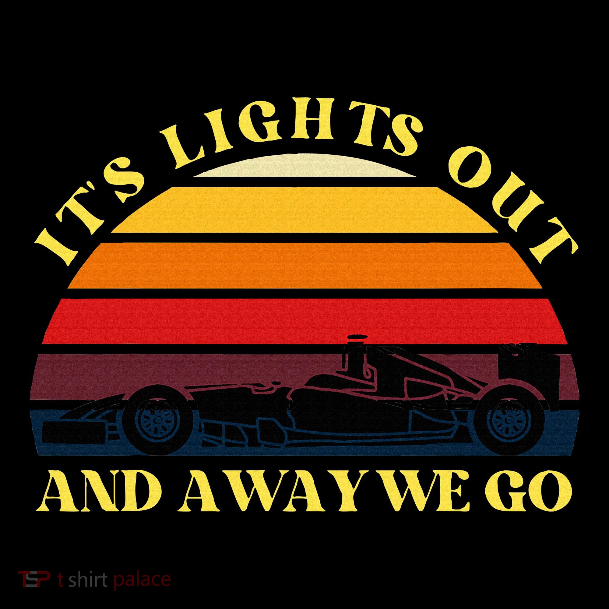 Its Lights Out And Away We Go Retro Sunset Formula Racing Women's Hoodie