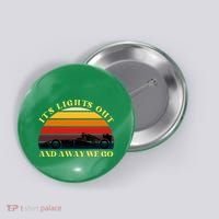 Its Lights Out And Away We Go Retro Sunset Formula Racing Button thumb 0