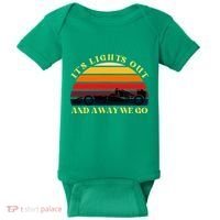 Its Lights Out And Away We Go Retro Sunset Formula Racing Baby Bodysuit thumb 0