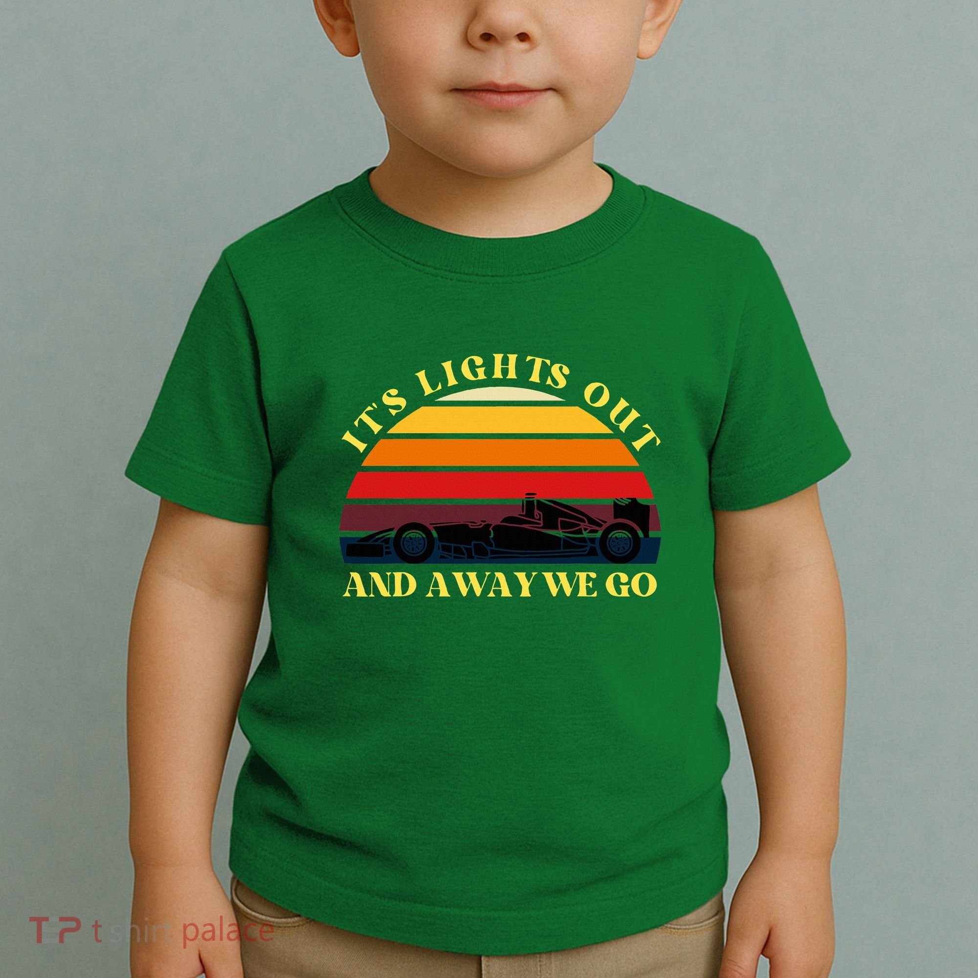 Its Lights Out And Away We Go Retro Sunset Formula Racing Toddler T-Shirt