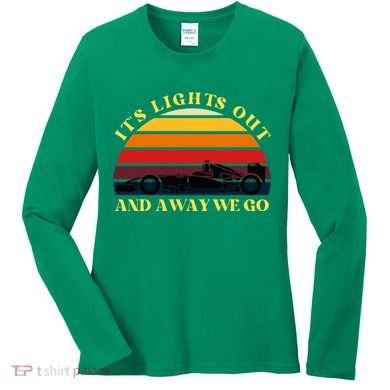 Its Lights Out And Away We Go Retro Sunset Formula Racing Women's Long Sleeve Shirt