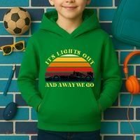 Its Lights Out And Away We Go Retro Sunset Formula Racing Kids Hoodie thumb 2
