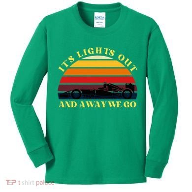Its Lights Out And Away We Go Retro Sunset Formula Racing Kids Long Sleeve Shirt