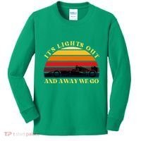 Its Lights Out And Away We Go Retro Sunset Formula Racing Kids Long Sleeve Shirt thumb 0