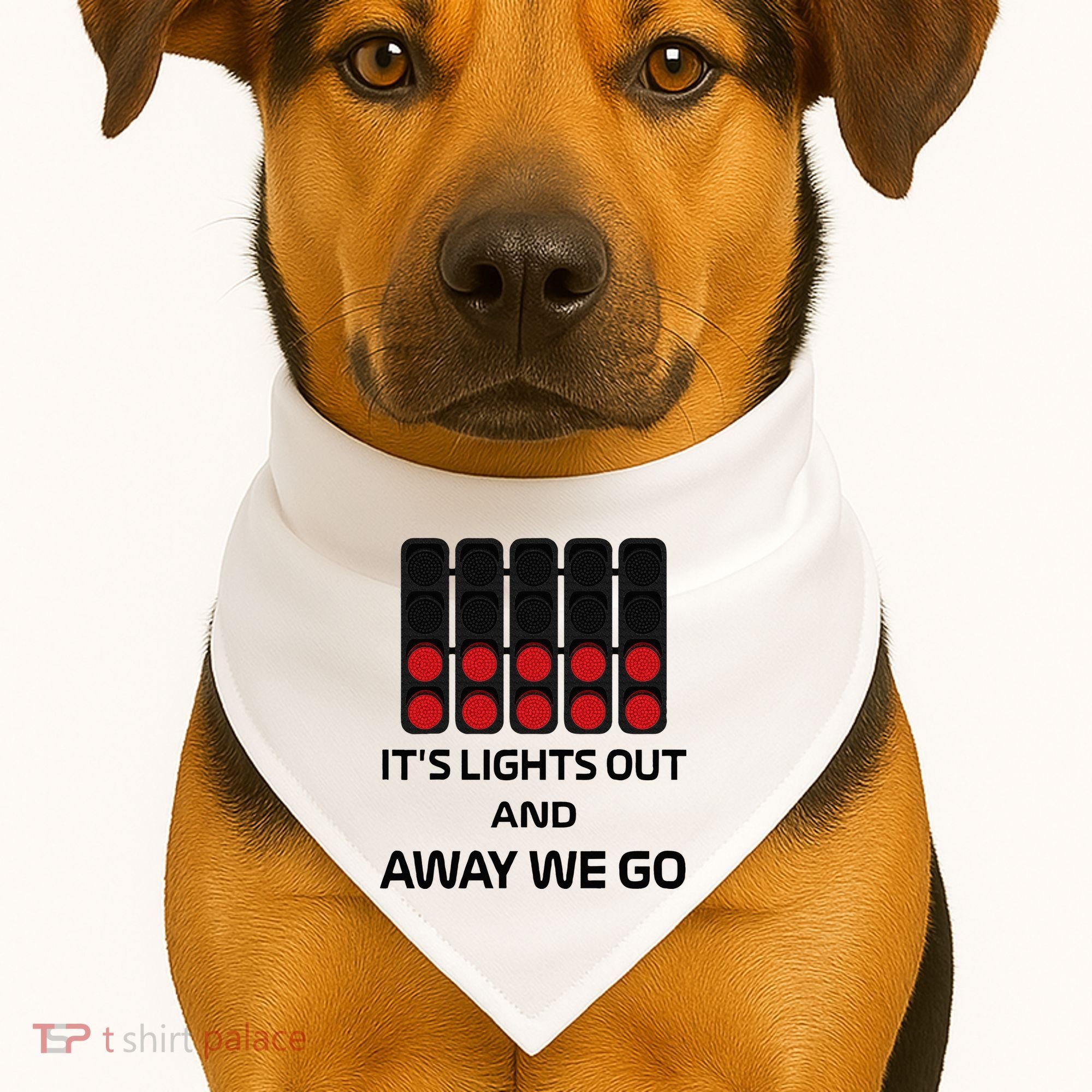 It's Lights Out And Away We Go Formula Racing Circuits Sport USA-Made Doggie Bandana