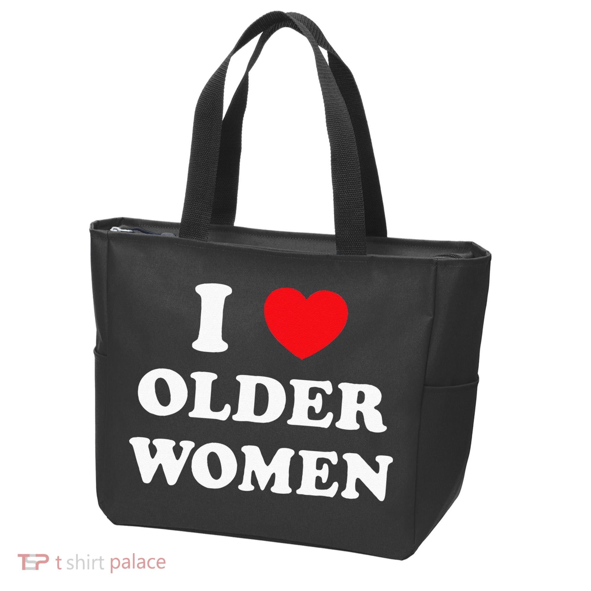 I Love Older Women Heart Hot Moms Tote Bag