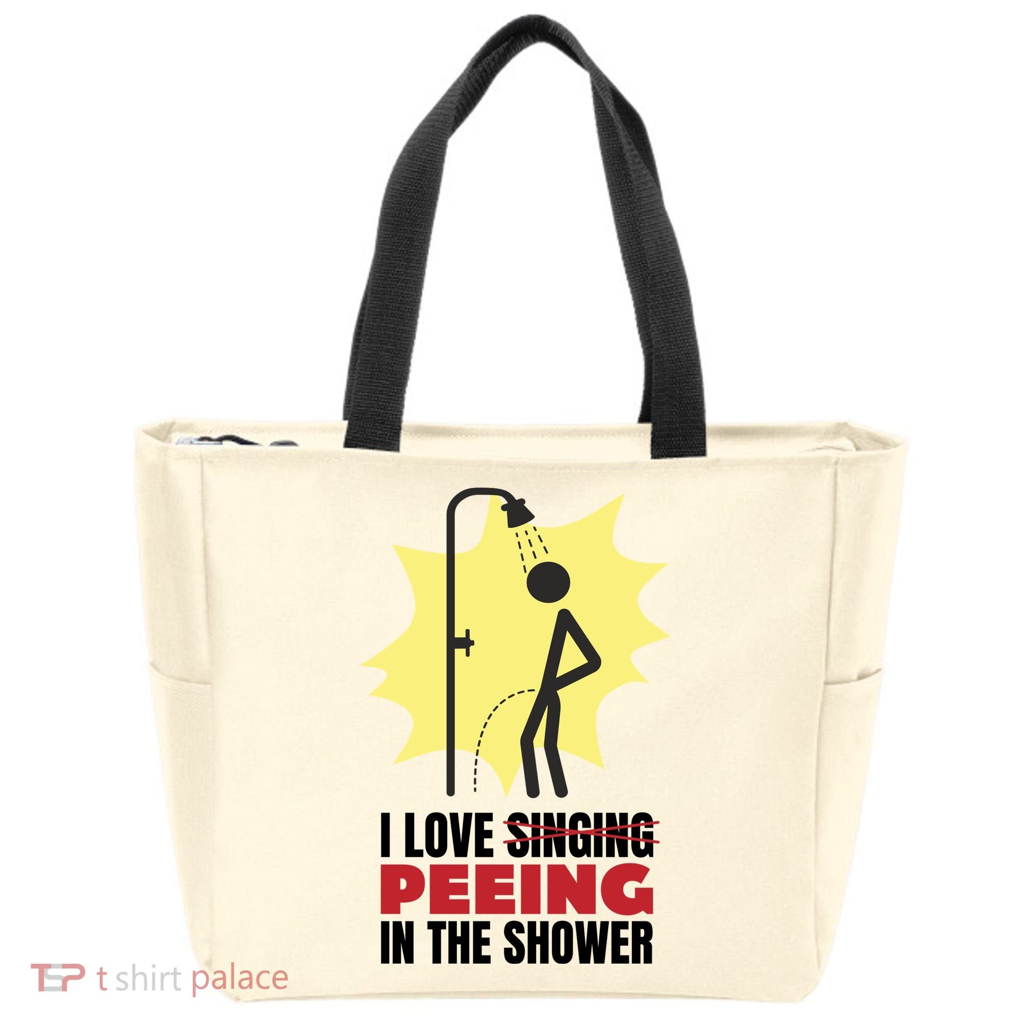 I Love Peeing In The Shower Funny Singing Tote Bag