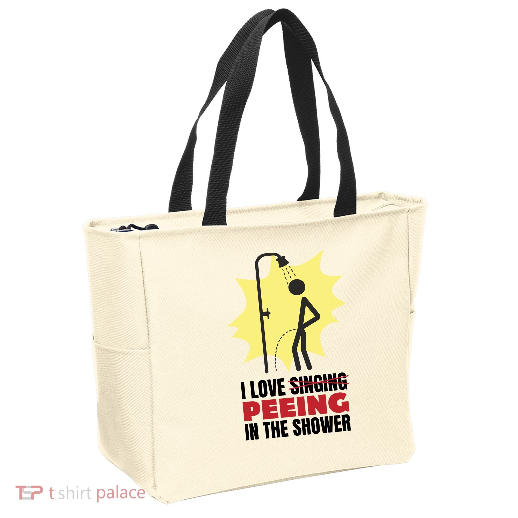 I Love Peeing In The Shower Funny Singing Tote Bag