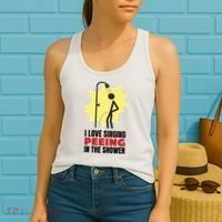 I Love Peeing In The Shower Funny Singing Women's Tank Top thumb 2