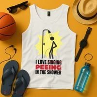 I Love Peeing In The Shower Funny Singing Tank Top thumb 4