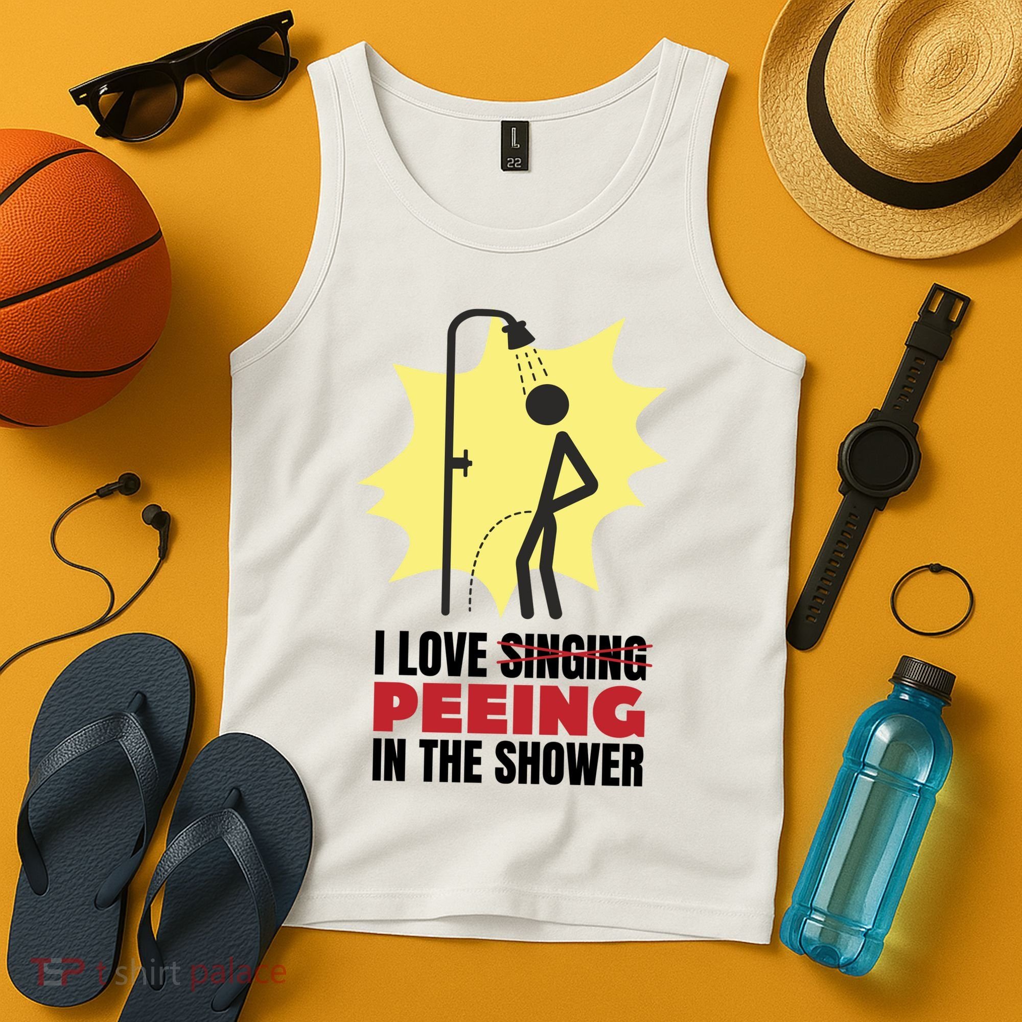 I Love Peeing In The Shower Funny Singing Tank Top
