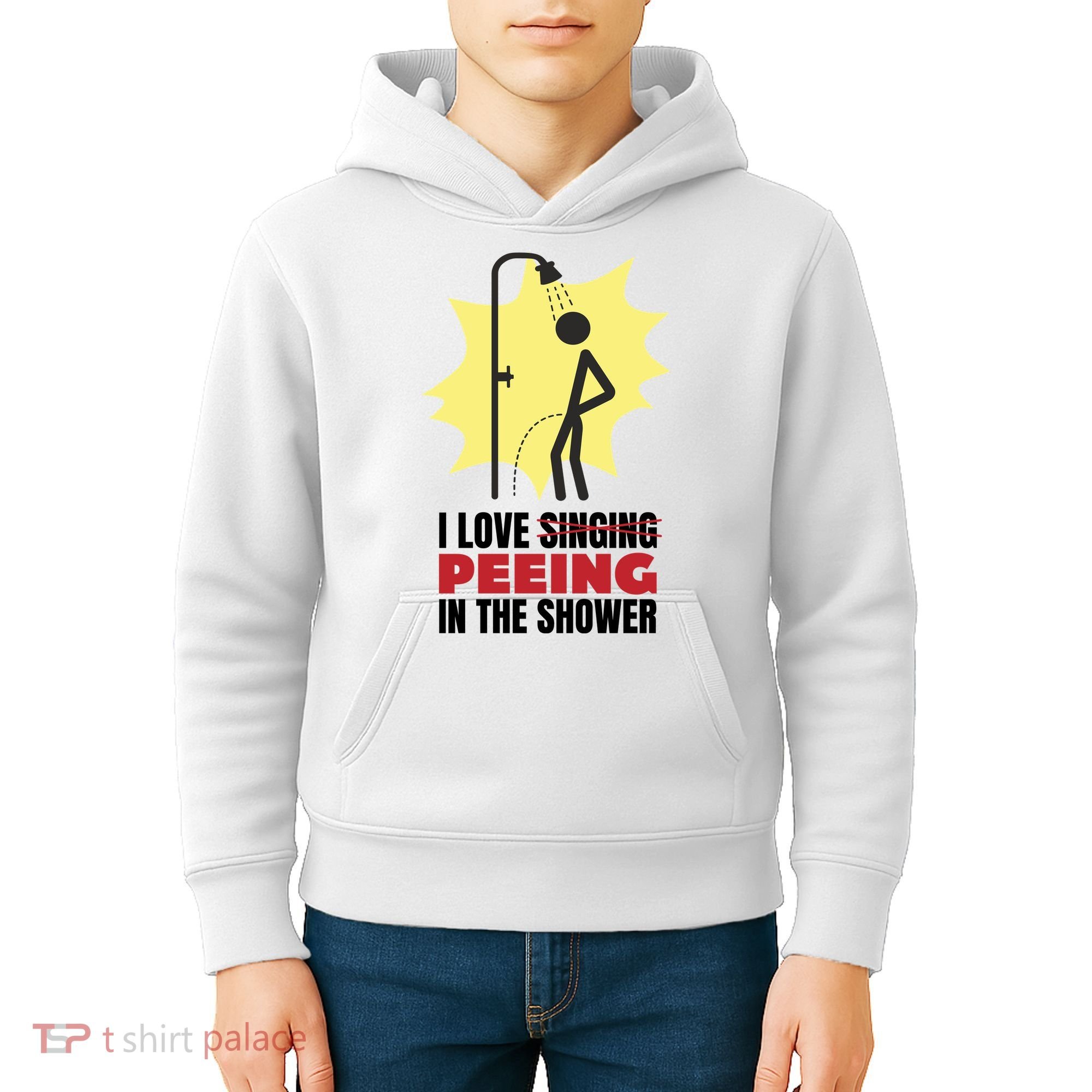 I Love Peeing In The Shower Funny Singing Kids Hoodie