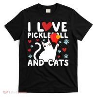 I Love Pickleball & Cats White Cat Fitness Workout Gift TShirt T-Shirt thumb 0