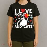 I Love Pickleball & Cats White Cat Fitness Workout Gift TShirt T-Shirt thumb 4