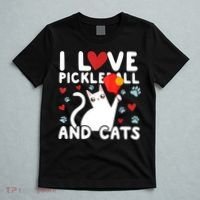 I Love Pickleball & Cats White Cat Fitness Workout Gift TShirt T-Shirt thumb 5