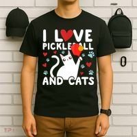 I Love Pickleball & Cats White Cat Fitness Workout Gift TShirt T-Shirt thumb 6