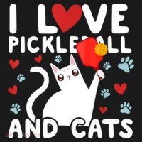 I Love Pickleball & Cats White Cat Fitness Workout Gift TShirt Mousepad thumb 1