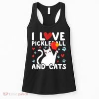 I Love Pickleball & Cats White Cat Fitness Workout Gift TShirt Women's Tank Top thumb 0