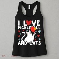 I Love Pickleball & Cats White Cat Fitness Workout Gift TShirt Women's Tank Top thumb 3