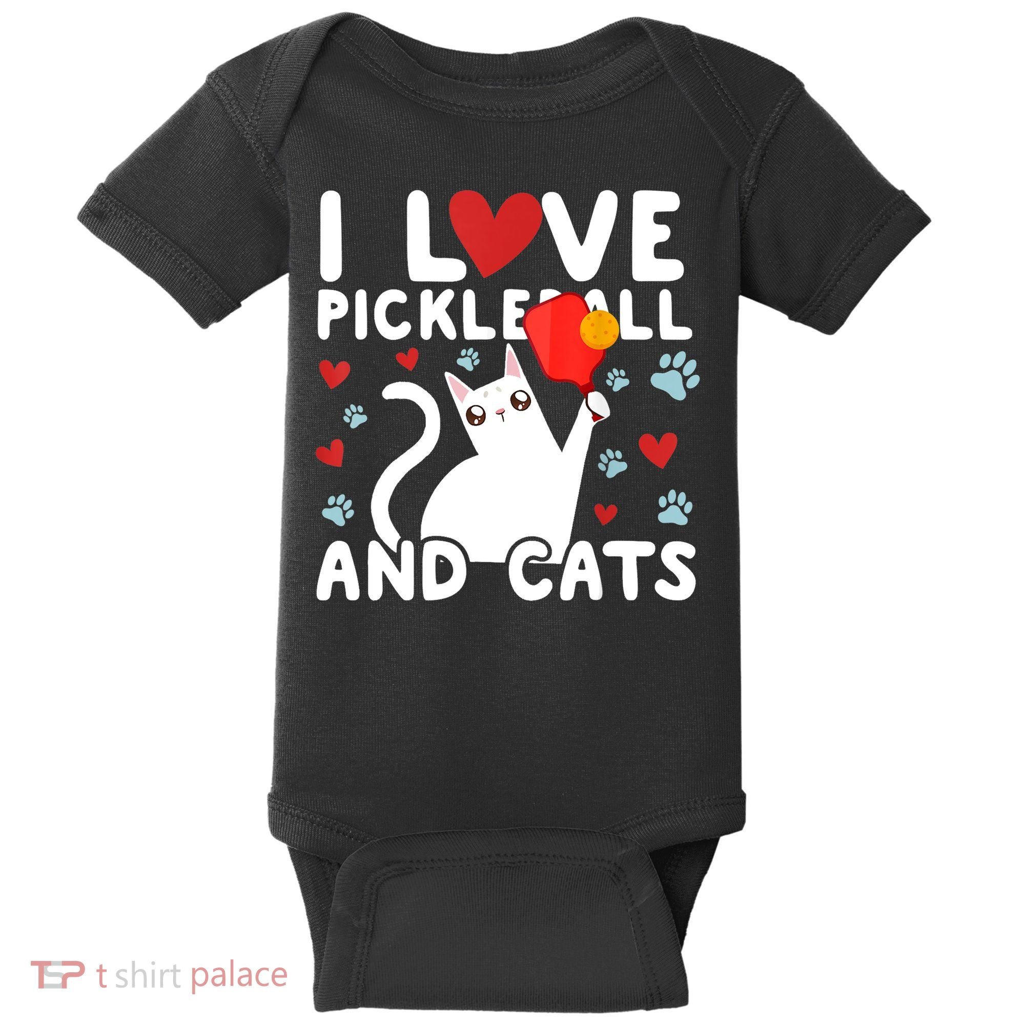 I Love Pickleball & Cats White Cat Fitness Workout Gift TShirt Baby Bodysuit