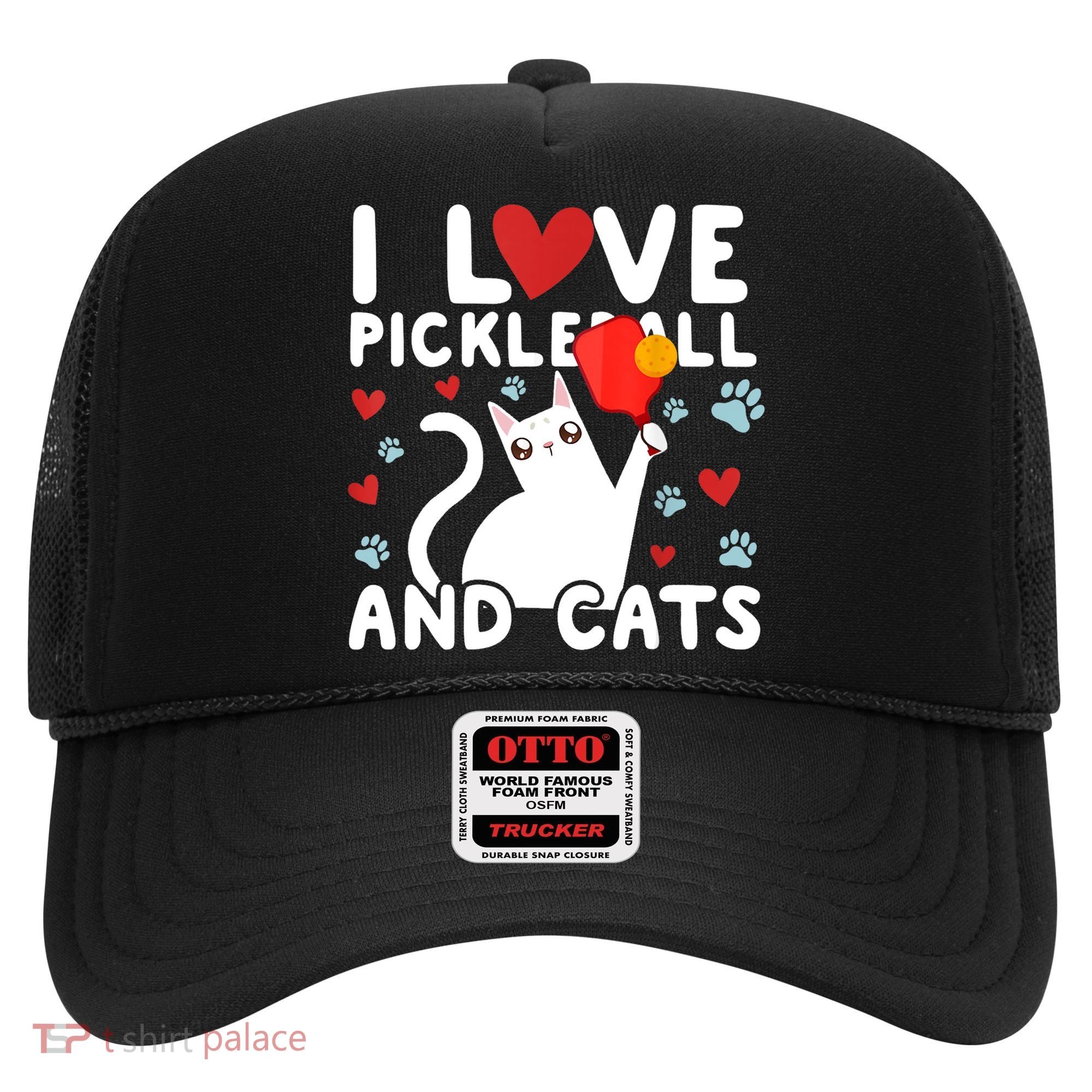I Love Pickleball & Cats White Cat Fitness Workout Gift TShirt Hat