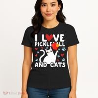 I Love Pickleball & Cats White Cat Fitness Workout Gift TShirt Women's T-Shirt thumb 4