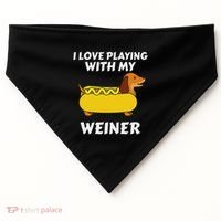 I Love Playing With My Wiener Dachshund Dog Weenie USA-Made Doggie Bandana thumb 0