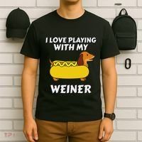 I Love Playing With My Wiener Dachshund Dog Weenie T-Shirt thumb 6