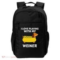 I Love Playing With My Wiener Dachshund Dog Weenie Backpack thumb 0
