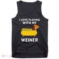 I Love Playing With My Wiener Dachshund Dog Weenie Tank Top thumb 0