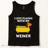 I Love Playing With My Wiener Dachshund Dog Weenie Tank Top thumb 2