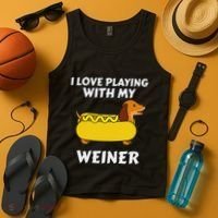 I Love Playing With My Wiener Dachshund Dog Weenie Tank Top thumb 4
