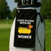 I Love Playing With My Wiener Dachshund Dog Weenie Golf Towel thumb 2