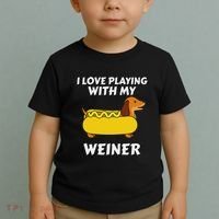 I Love Playing With My Wiener Dachshund Dog Weenie Toddler T-Shirt thumb 2