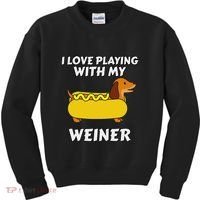 I Love Playing With My Wiener Dachshund Dog Weenie Kids Sweatshirt thumb 0