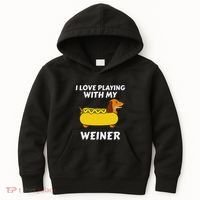 I Love Playing With My Wiener Dachshund Dog Weenie Kids Hoodie thumb 0