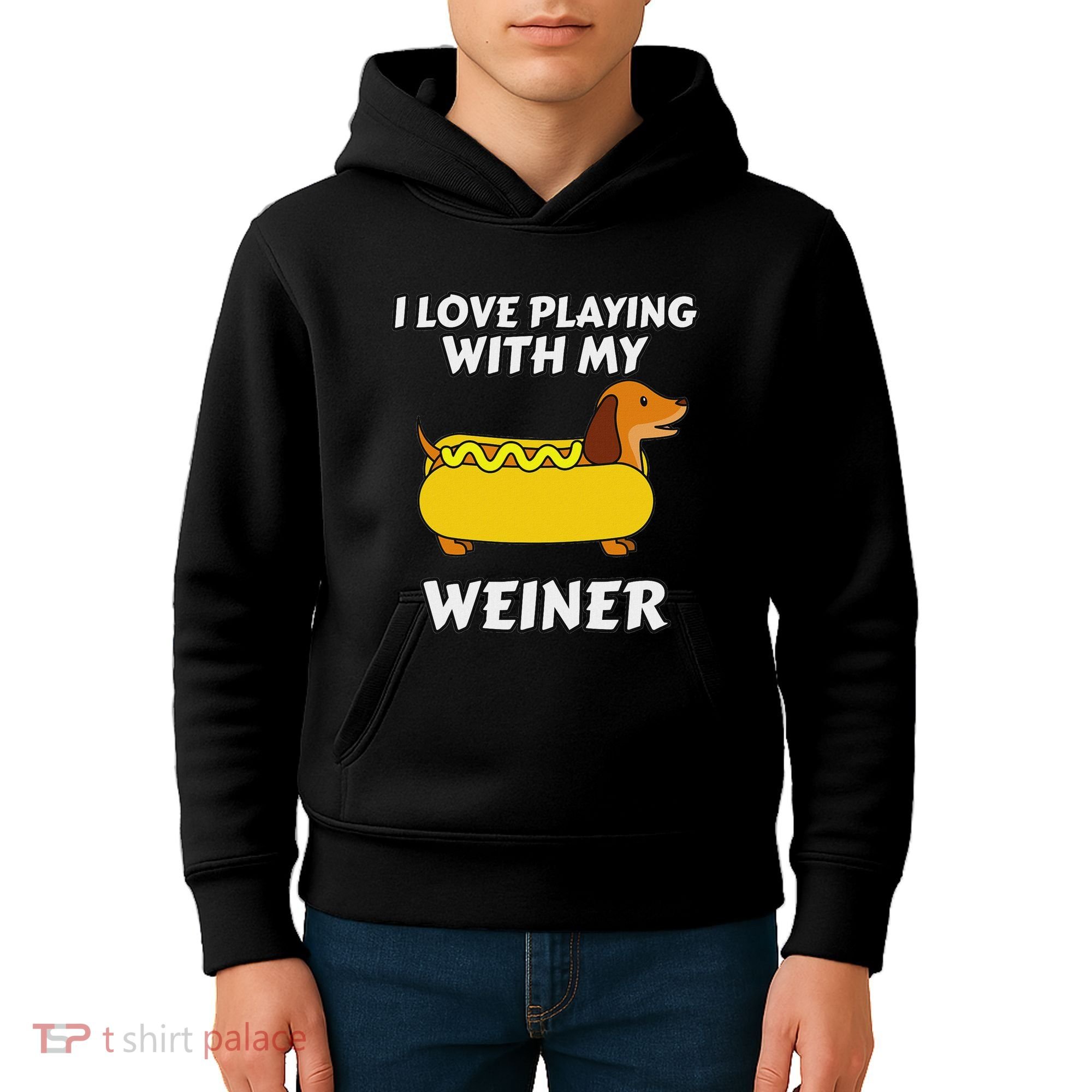 I Love Playing With My Wiener Dachshund Dog Weenie Kids Hoodie