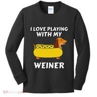 I Love Playing With My Wiener Dachshund Dog Weenie Kids Long Sleeve Shirt thumb 0