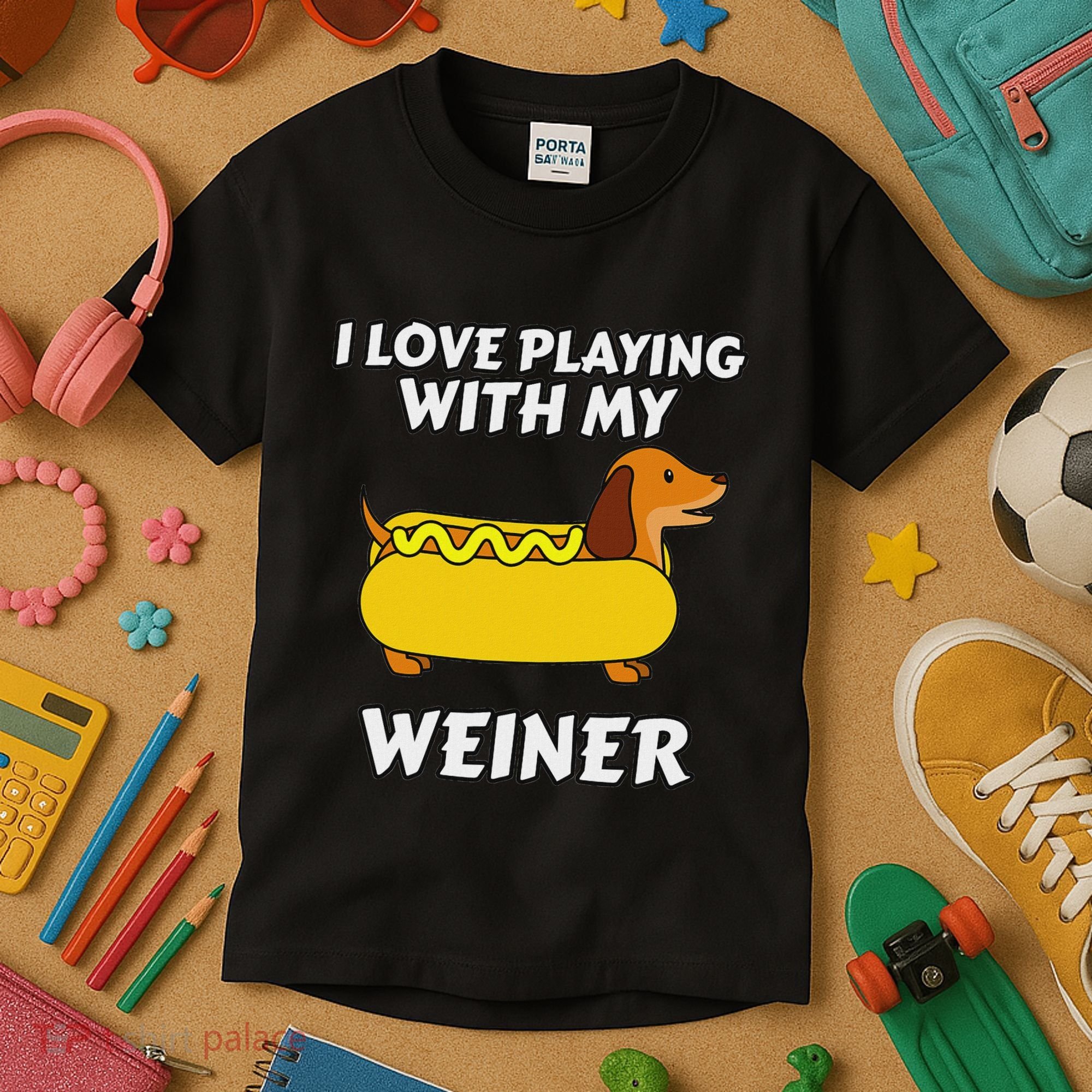 I Love Playing With My Wiener Dachshund Dog Weenie Kids T-Shirt