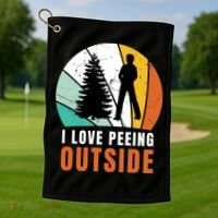 I Love Peeing Outside Golf Towel thumb 1